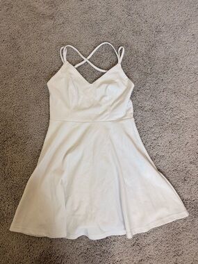 Lulu's Cream Cross-Back Mini A-Line Dress